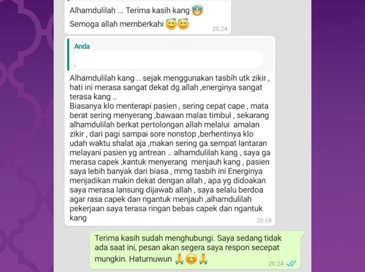 testimoni tasbih karomah